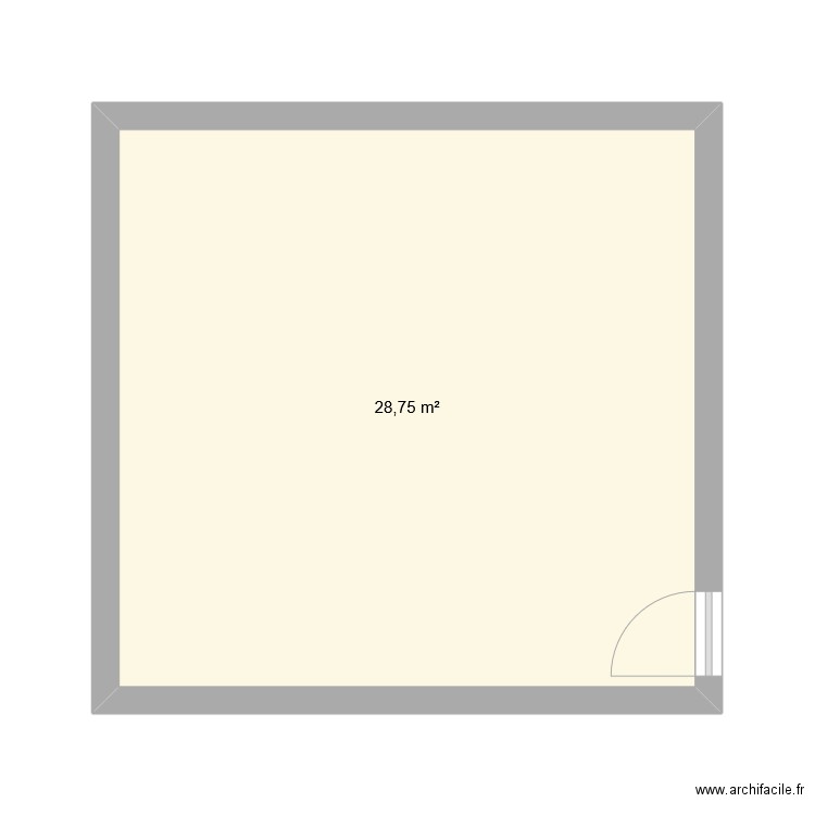chambre. Plan de 1 pièce et 29 m2