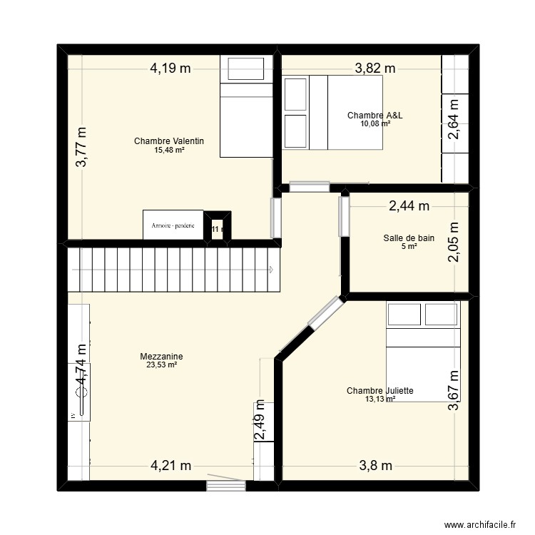 Maison Marnaz - Etage2. Plan de 6 pièces et 67 m2