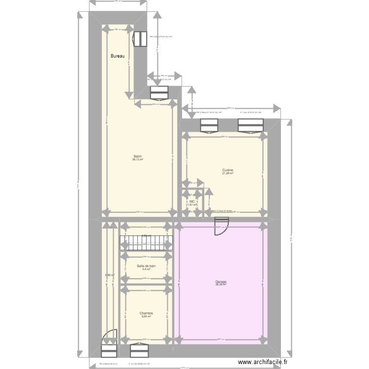 fontaine. Plan de 15 pièces et 244 m2