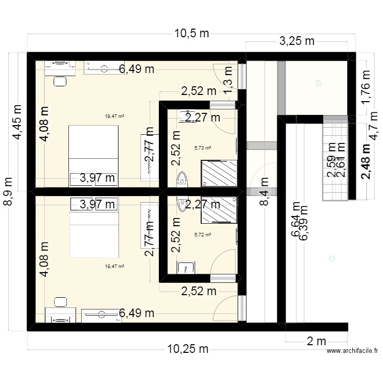 salon chambre fille meuble. Plan de 6 pièces et 86 m2