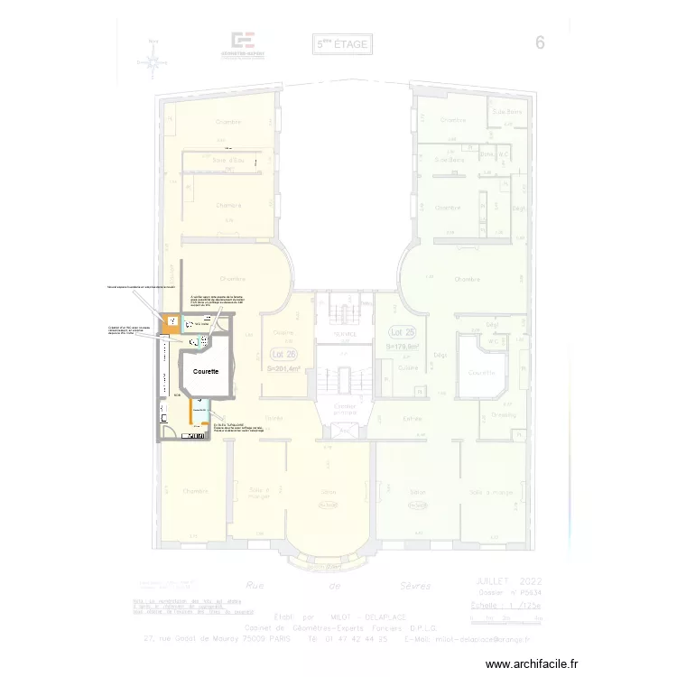 16 Sevres. Plan de 3  et 25 m²