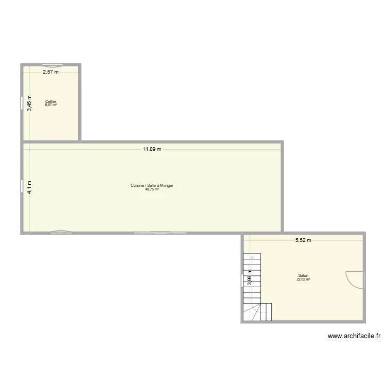 LE BOURHIS (RDC). Plan de 3  et 80 m²