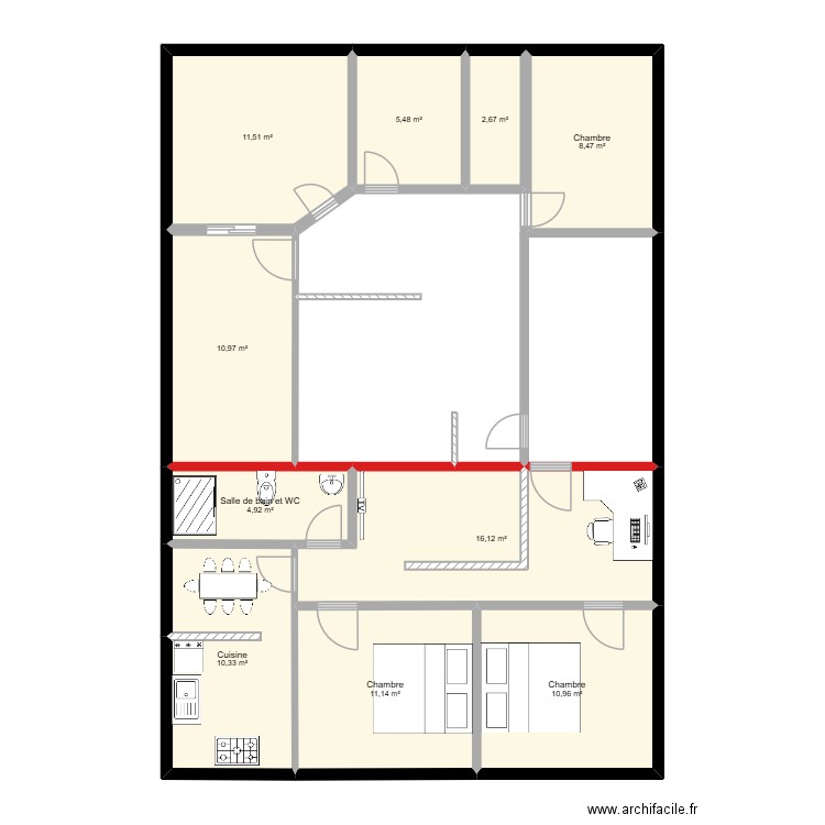 145 2 APPRT V3. Plan de 10 pièces et 93 m2