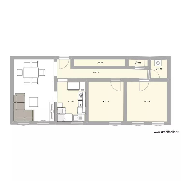 plan appartement. Plan de 7 Pièces et 41 m²