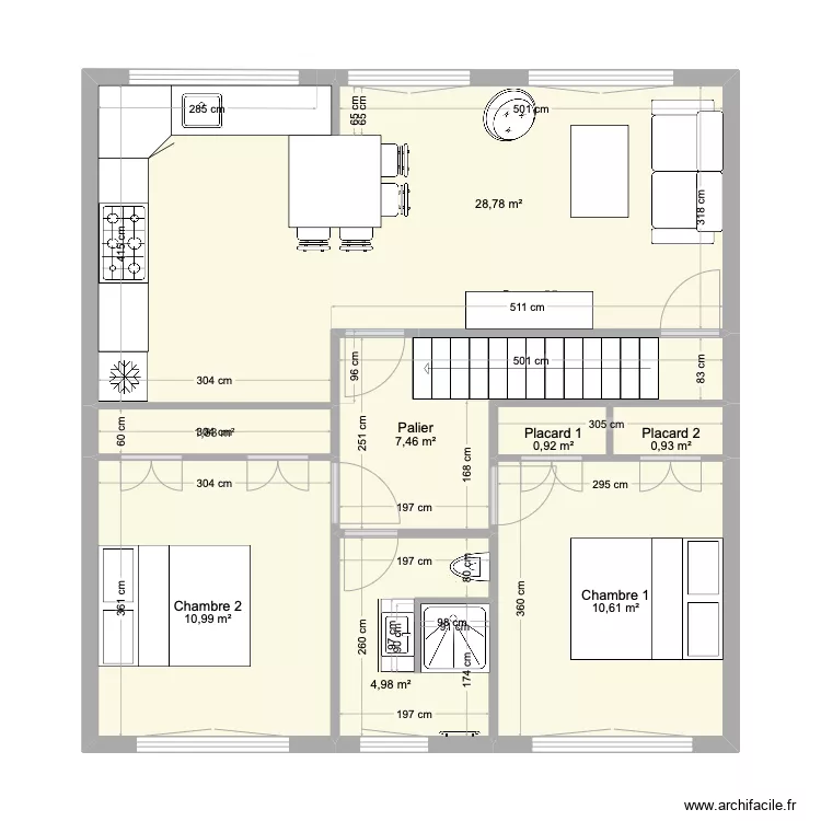 Motte Brulon 2&egrave;me maison Courant V2. Plan de 