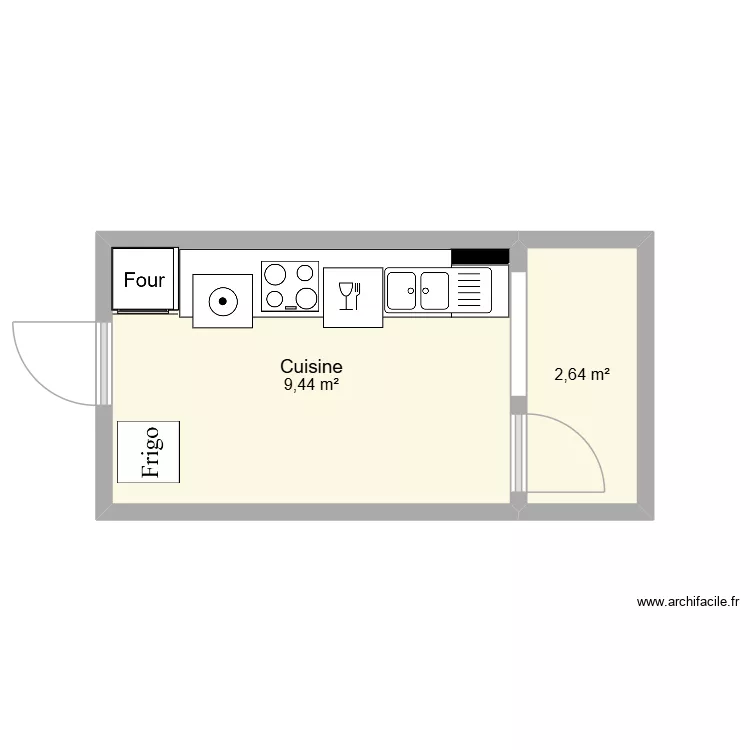 cuisine Arandes. Plan de 2 et 12 m² cuisine Arandes. Plan de 2 et 12 m²