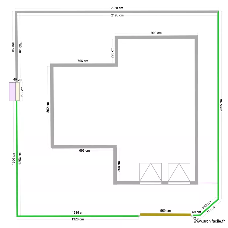 Plan clotures et portail avec maison. Plan de Plan clotures et portail avec maison. Plan de