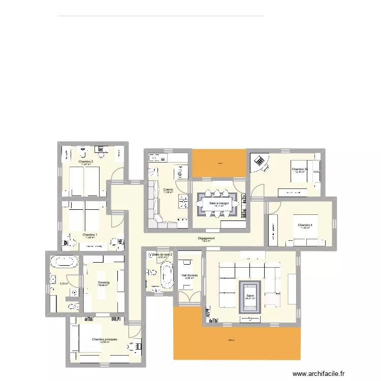 Ma maison pp 5cbres 1. Plan de 13  et 150 m²