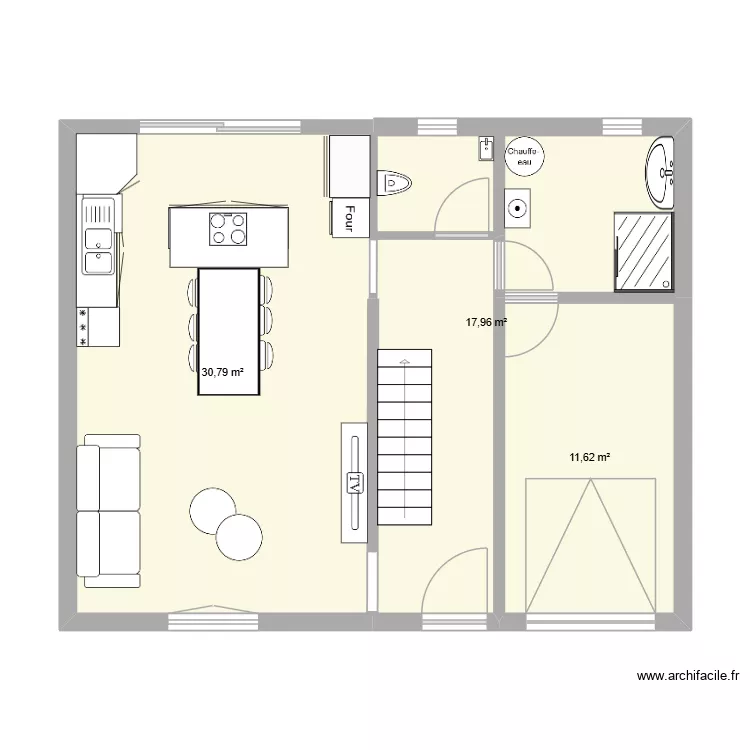 orane/june rdc. Plan de 3  et 60 m²