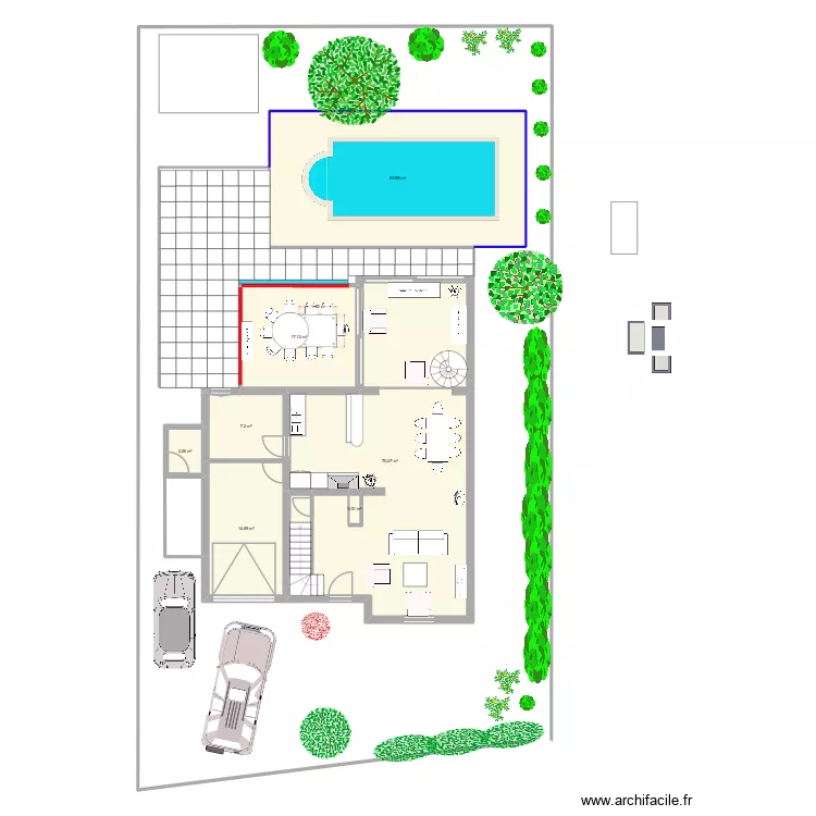 table veranda. Plan de 7 pièces et 163 m²