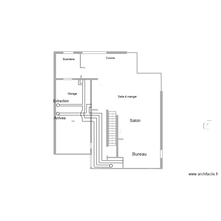vmc rdch. Plan de 2 pièces et 115 m2