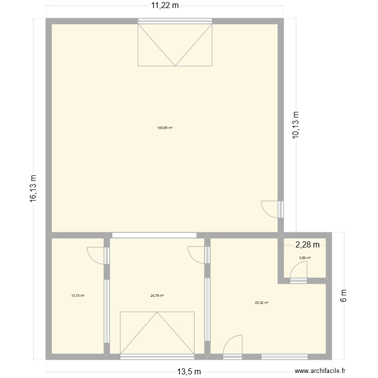 Lampaul RDC. Plan de 5 pièces et 174 m2