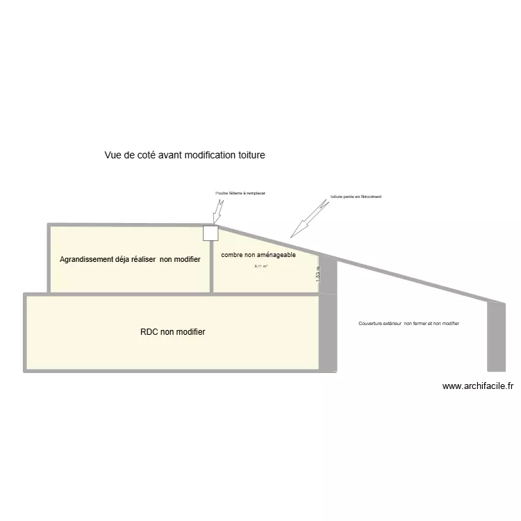 vue de cot&eacute; non modifier. Plan de 3  et 63 m²