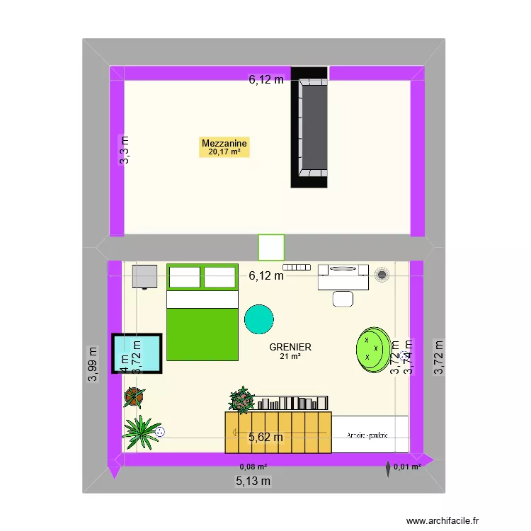 2&egrave;me136 - pointe du toit. Plan de 4  et 41 m²