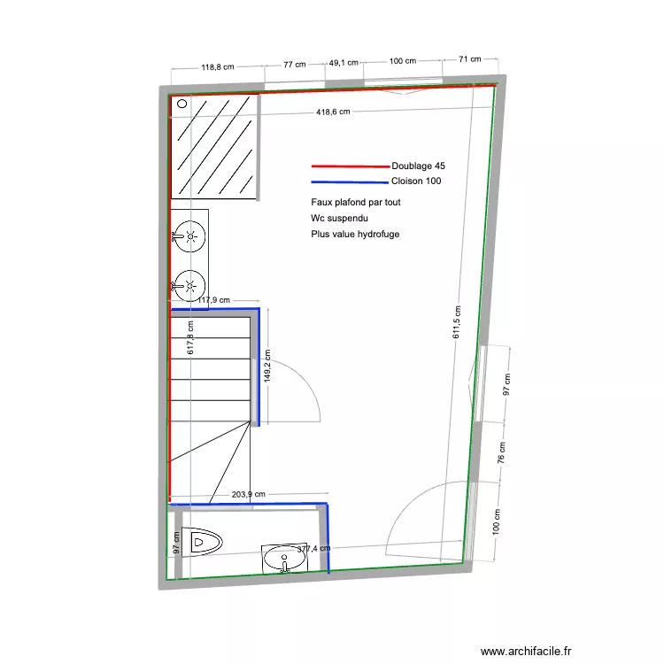 ETAT DE LIEUX STUDIO THORDSTEN 1&deg; etage. Plan de 