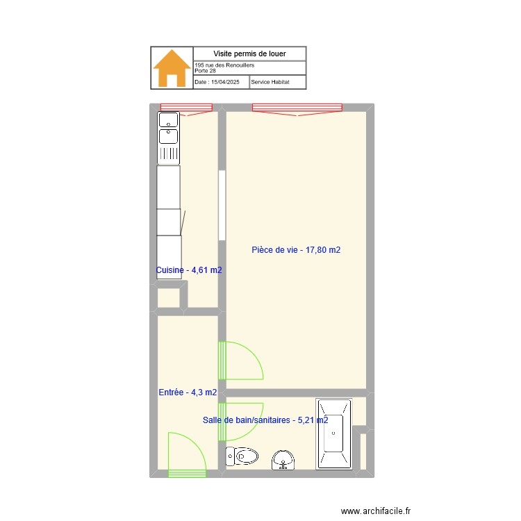 APML 195 Renouillers. Plan de 6 pièces et 32 m2