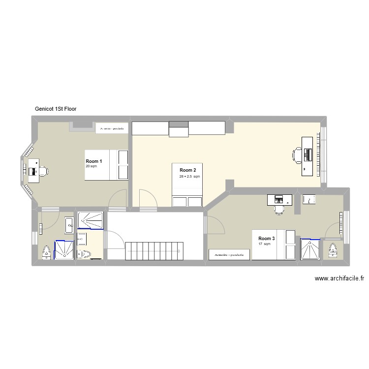 GENICOT version House Map. Plan de 30 pièces et 342 m2