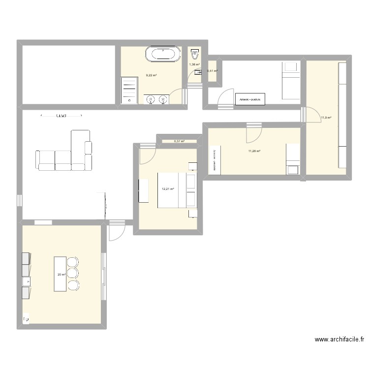 Maison Carpentras. Plan de 8 pièces et 67 m2