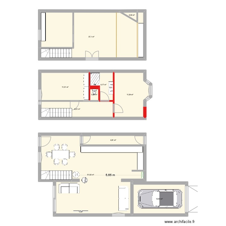 12 RM - PROJECTION RDC. Plan de 10 pièces et 144 m2