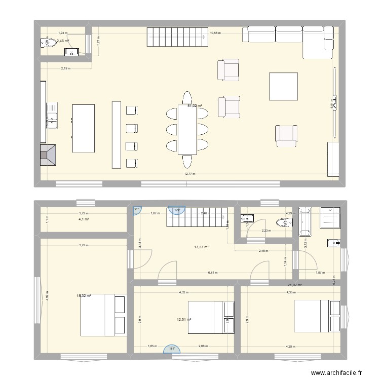 maison. Plan de 7 pièces et 157 m2
