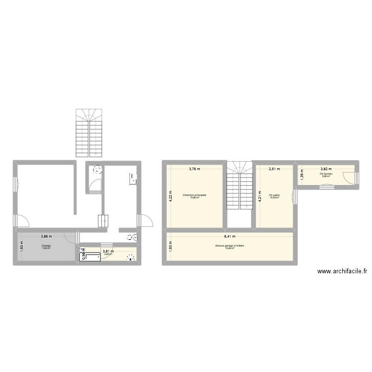 projet. Plan de 6 pièces et 59 m2