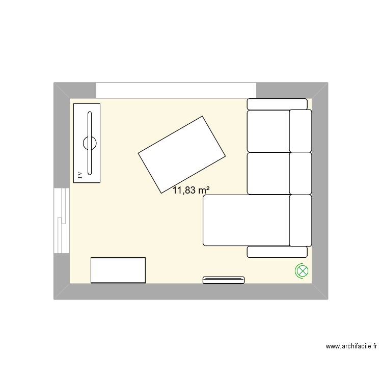 SALON. Plan de 1 pièce et 12 m2