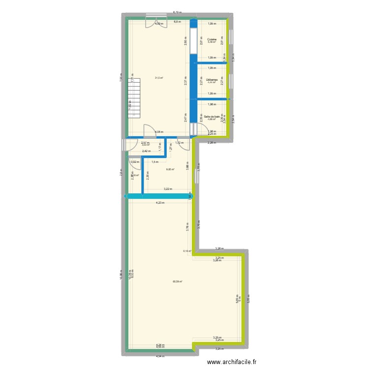couture 1. Plan de 9 pièces et 122 m2