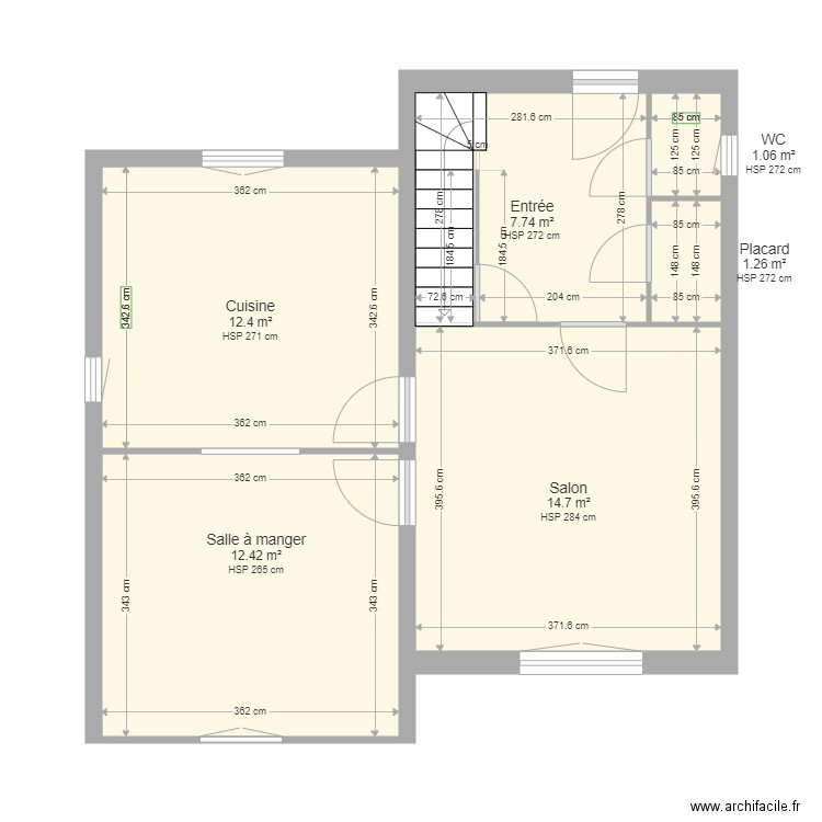 ACR JACQUET RDC. Plan de 6 pièces et 50 m2