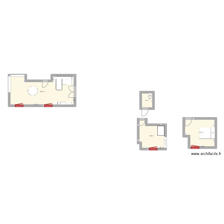 22 REP DEC CHA. Plan de 4 pièces et 47 m2