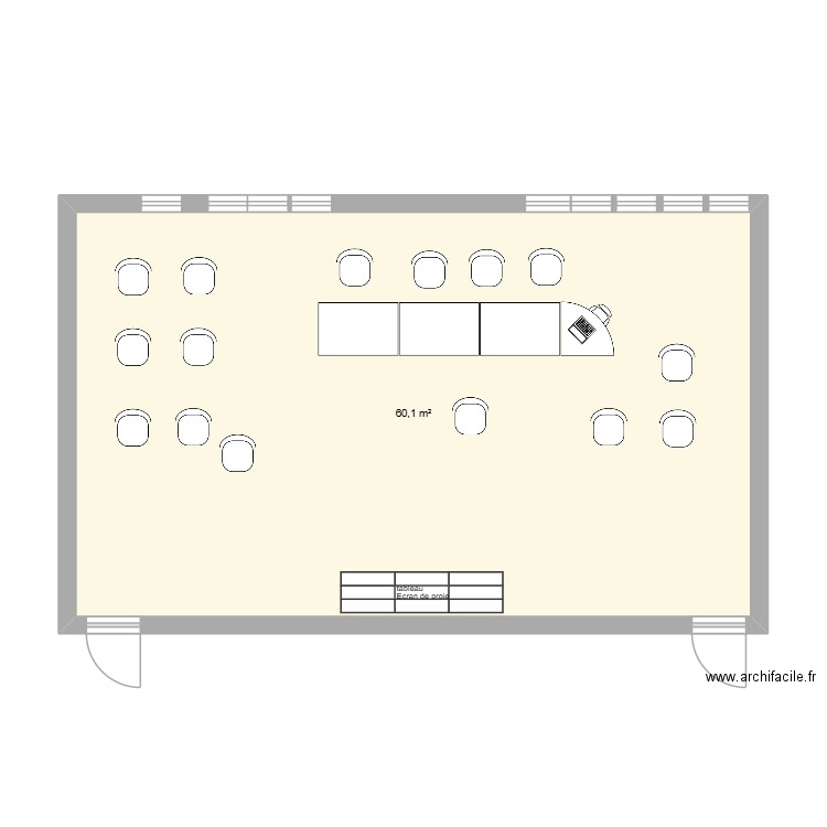Salle n°2_siège. Plan de 1 pièce et 60 m2