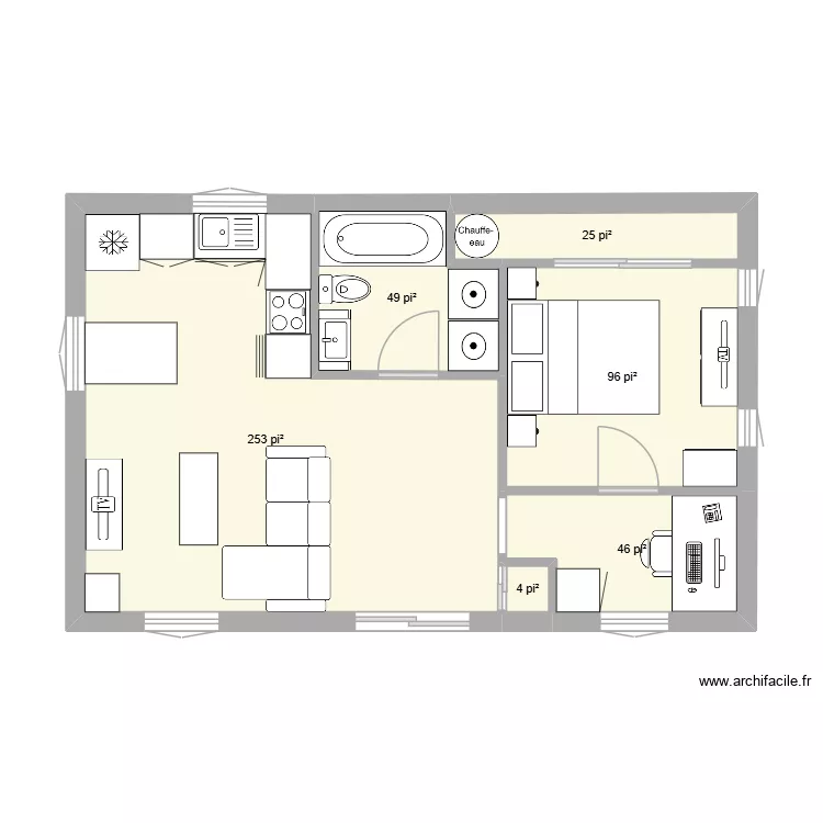 mini maison 2. Plan de 6  et 44 m²