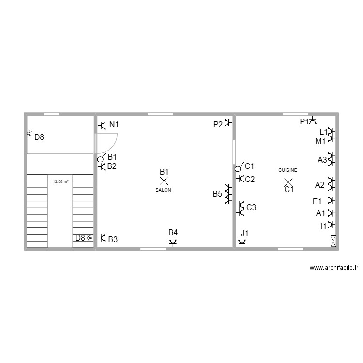 HICHAMDEPLUX. Plan de 3 pièces et 61 m2