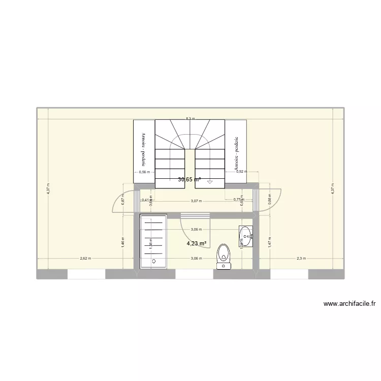 Pont de buis 1 &eacute;tage. Plan de 2 pièces et 35 m²