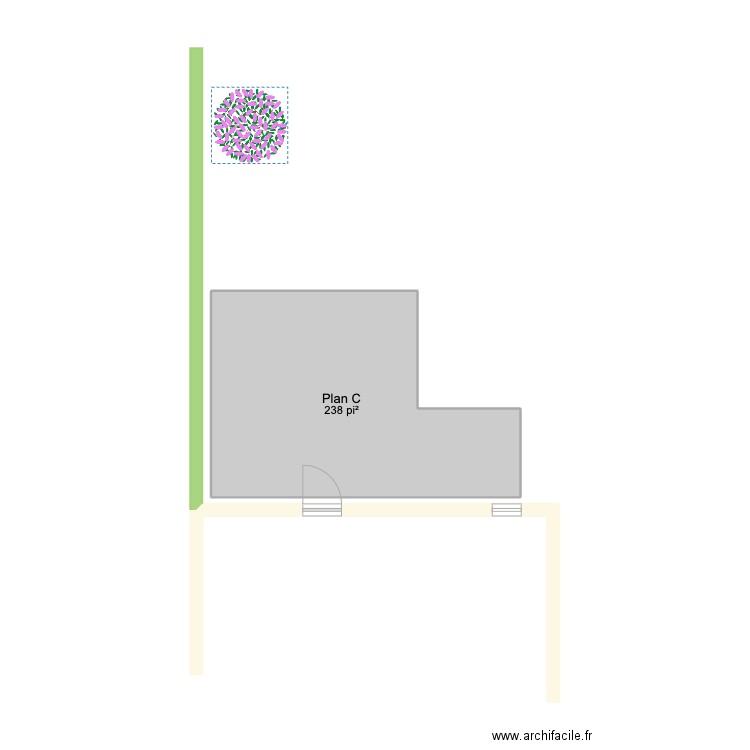 patio. Plan de 1 pièce et 22 m2
