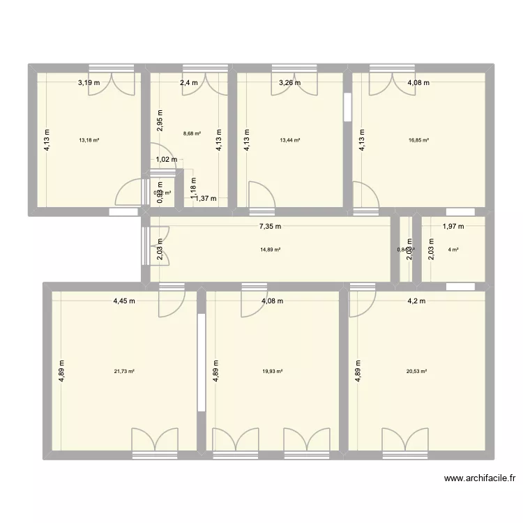 2 nd etage. Plan de 11 pièces et 135 m²