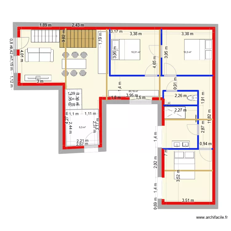 LOFT SCI CEPHEE V4. Plan de 5 pièces et 122 m²