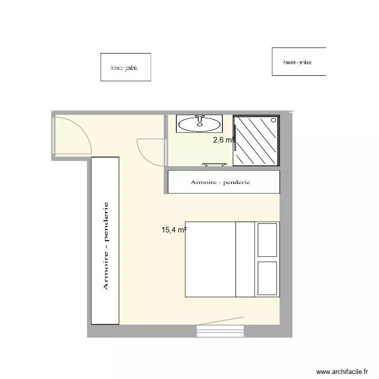 CHAMBRE LEO V5. Plan de 2  et 18 m²
