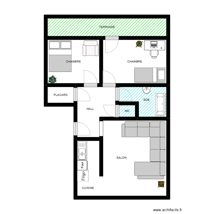 JEUNIAU 14. Plan de 8 pièces et 62 m2