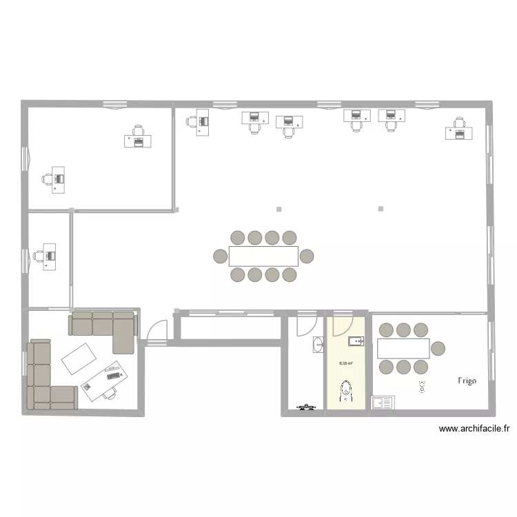 bureau. Plan de 1  et 6 m²