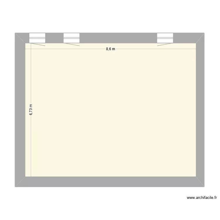 Etage avant travaux. Plan de 1 Pièce et 58 m² Etage avant travaux. Plan de 1 Pièce et 58 m²