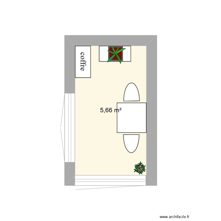 balcon. Plan de 1 pièce et 6 m2