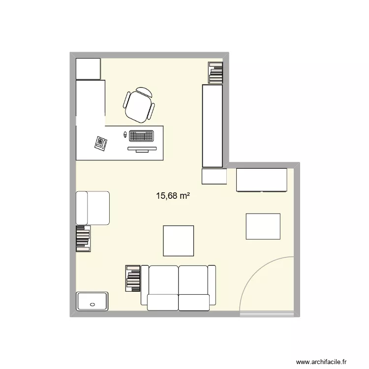 bureau 2. Plan de 1  et 16 m²