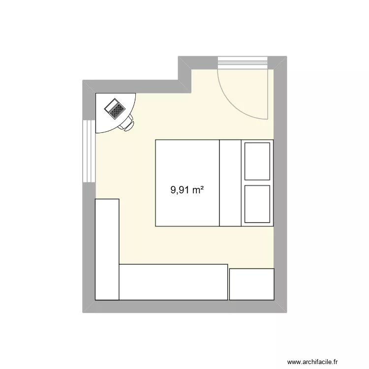 chambre. Plan de 1  et 10 m²