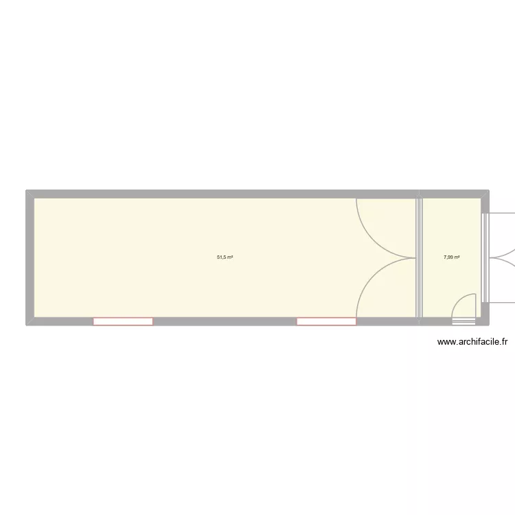 Pondeuses. Plan de 2 Pièces et 60 m²