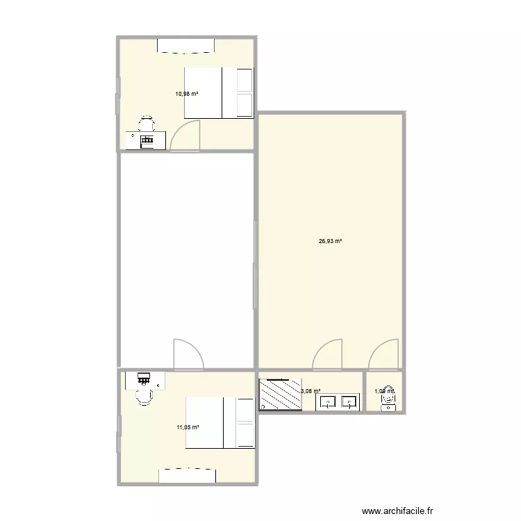 plan 3. Plan de 5  et 53 m²