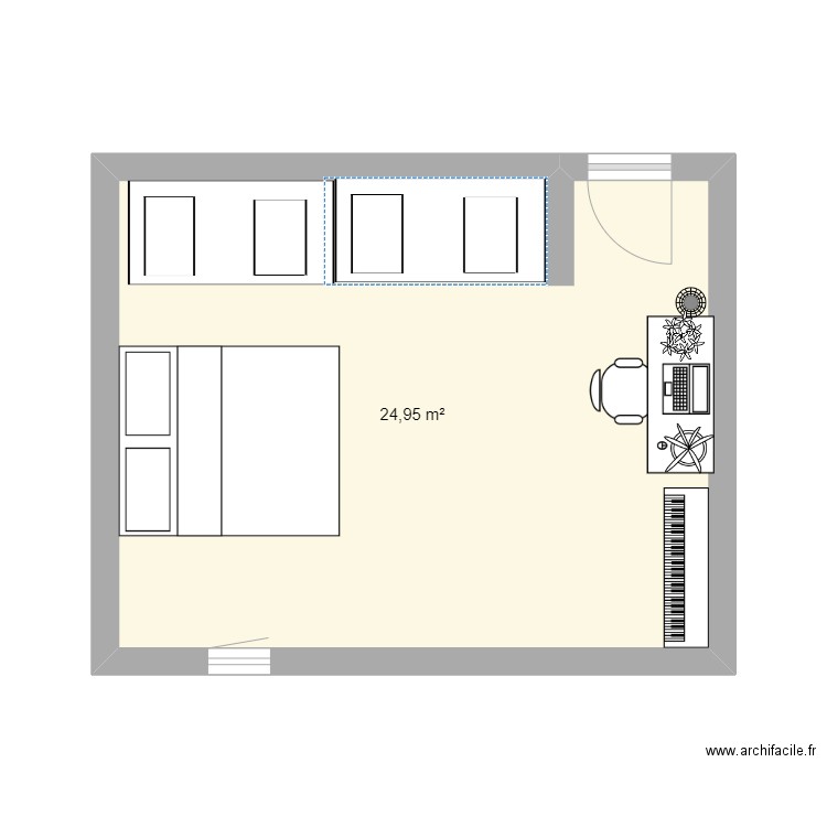pas wow. Plan de 1 pièce et 25 m2
