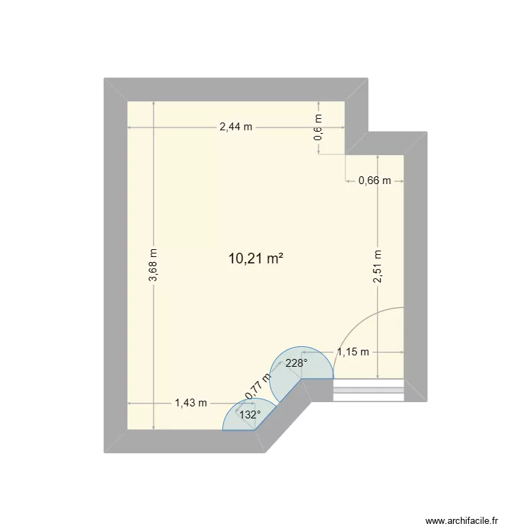 chambre. Plan de 1  et 10 m²