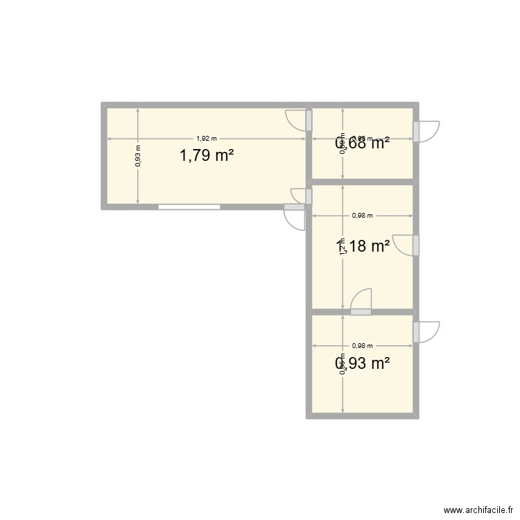 plan de ma boucherie. Plan de 4 pièces et 5 m2