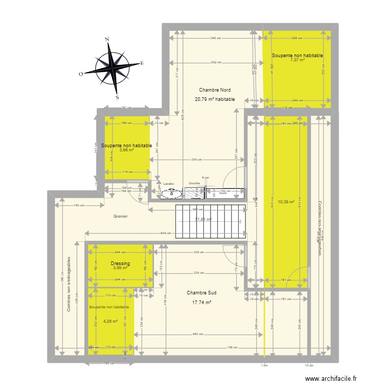 Kienstville Etage. Plan de 6 pièces et 102 m2