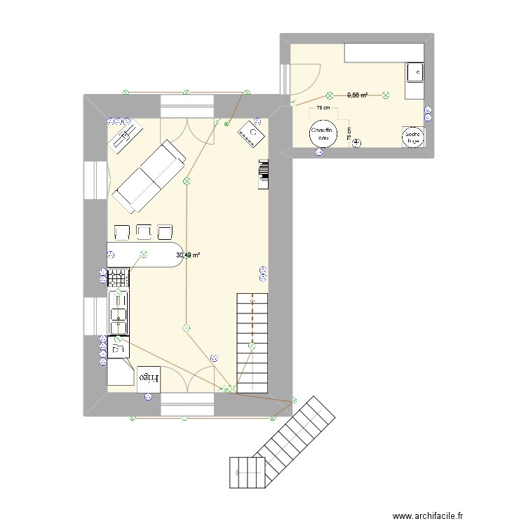 Bidarray plan elec. Plan de 6 pièces et 64 m2